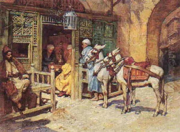 Cafe Au Caire Oil Painting by Frederick Arthur Bridgman