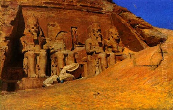 Le Temple D'abdou-simbel Oil Painting by Frederick Arthur Bridgman