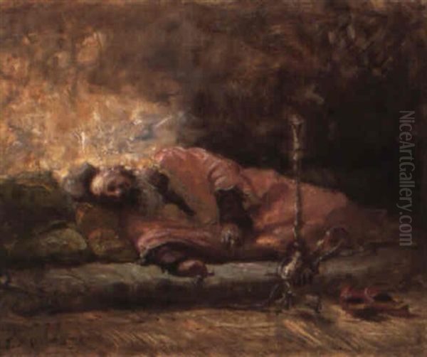 Fumeur D'opium Oil Painting by Frederick Arthur Bridgman