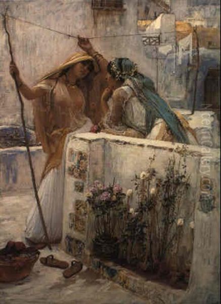 Les Voisines, Terrasses D'alger by Frederick Arthur Bridgman