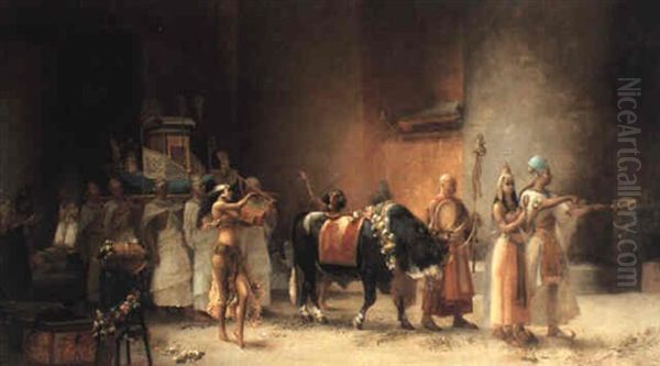 Sketch For The Procession Of The Apis Bull Oil Painting by Frederick Arthur Bridgman