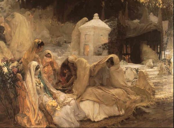 Fete Of The Prophet At Oued-el-kebir, Blidah Oil Painting by Frederick Arthur Bridgman