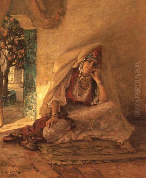 Algerienne Assise Oil Painting by Frederick Arthur Bridgman