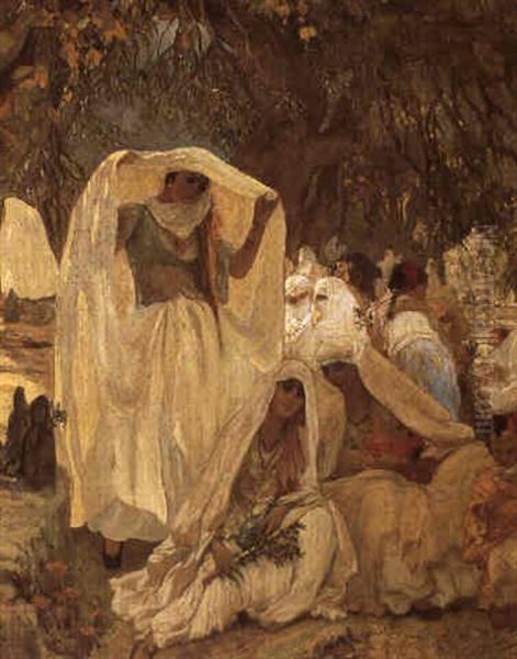 Fete Du Prophete Au Cimetiere De Blidah Oil Painting by Frederick Arthur Bridgman