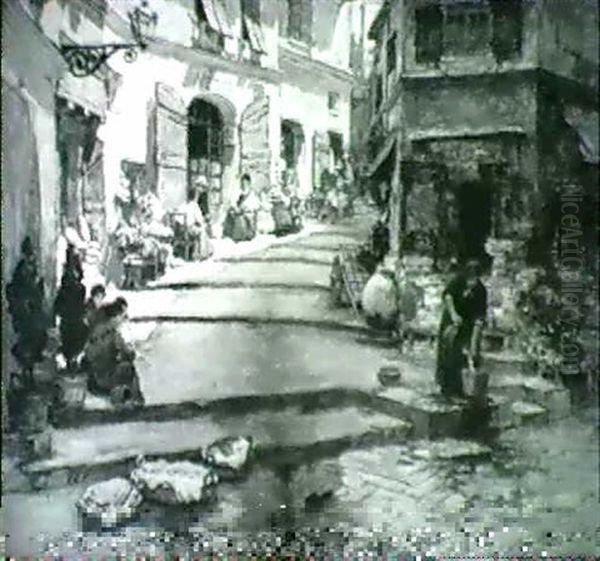 Rue Droite, Dans Le Vieux Nice Oil Painting by Frederick Arthur Bridgman