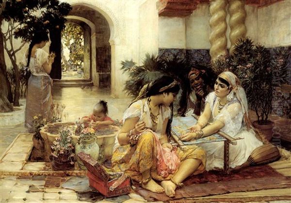 In A Village At El Biar, Algiers Oil Painting by Frederick Arthur Bridgman