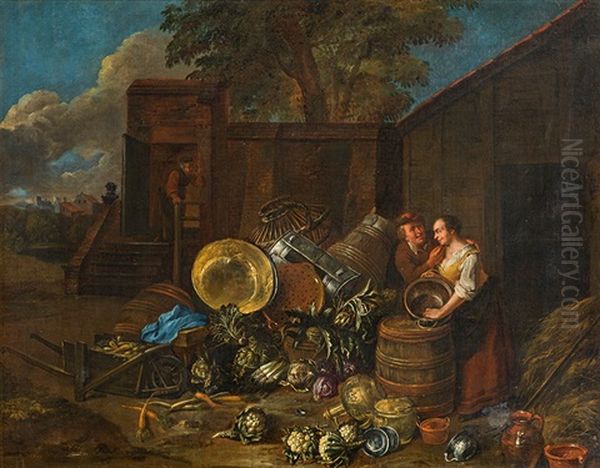 The Vegetable Sellers Oil Painting by Bernaert De Bridt