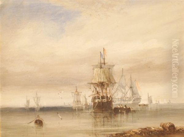 The Galatea In Port Phillip Bay Oil Painting by Oswald Walters Brierly