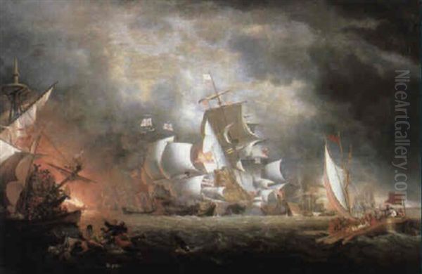 The Spanish Armada Oil Painting by Oswald Walters Brierly