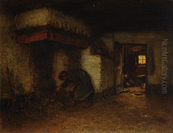 In The Kitchen Oil Painting by Arthur Henri Christiaan Briet