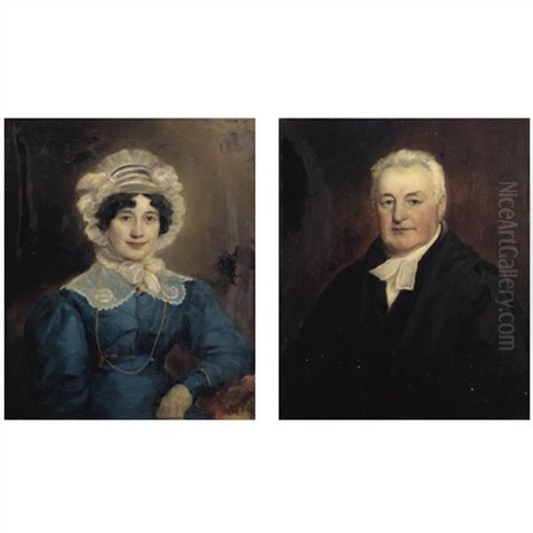 Portrait Of The Rev. Edward Coleridge (1760 - 1843); And Portrait Of Ann Bowden, His Wife Oil Painting by Henry Perronet Briggs