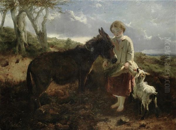 Feeding Time Oil Painting by Henry Bright