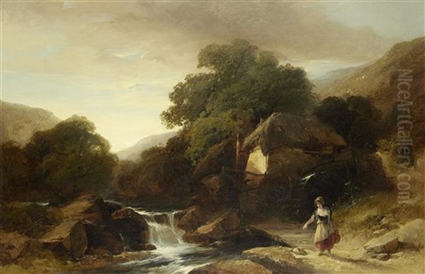 The Water Mill Oil Painting by Henry Bright