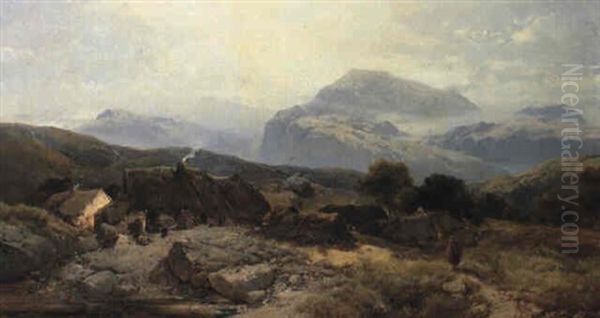 In The Welsh Hills Oil Painting by Henry Bright