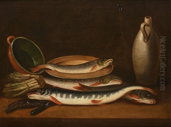 Still Life With Pikes Oil Painting by Giovanni Francesco Briglia