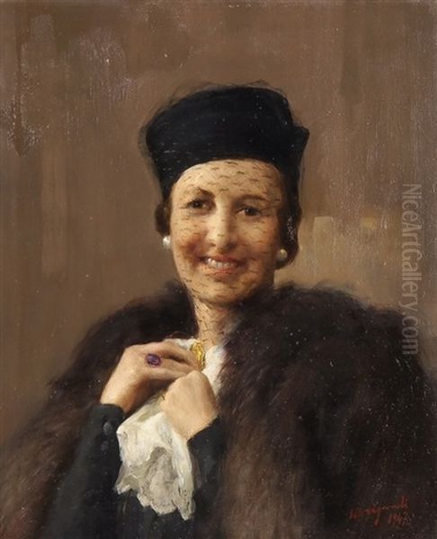 Ritratto Della Signora Dottor Miggi Hulscher Mondasin, Lucerna by Luigi Brignoli