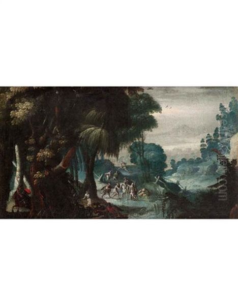 Paesaggio Con Scena Di Agguato Oil Painting by Mattheus Bril the Younger