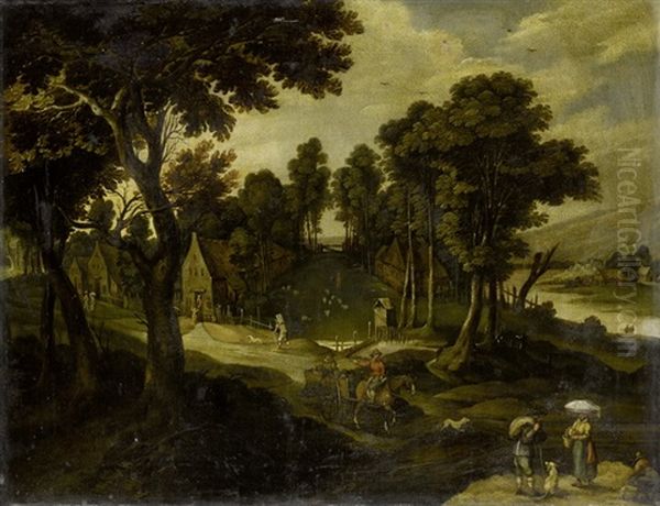 Landschaft Mit Figurenstaffage Oil Painting by Mattheus Bril the Younger