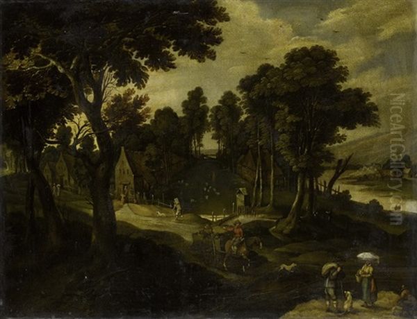 Landschaft Mit Figurenstaffage Oil Painting by Mattheus Bril the Younger