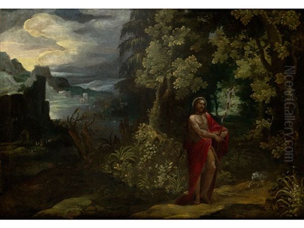 Johannes Der Taufer In Einer Landschaft Oil Painting by Paul Bril