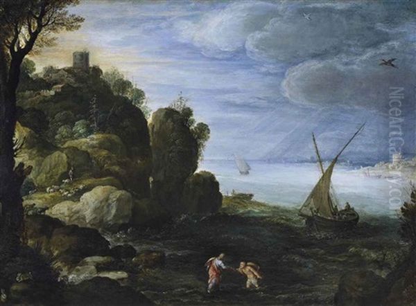 Le Christ Et Saint Pierre Marchant Sur Les Eaux Oil Painting by Paul Bril