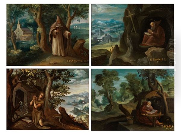 Darstellungen Von Eremiten-heiligen (set Of 4) Oil Painting by Paul Bril