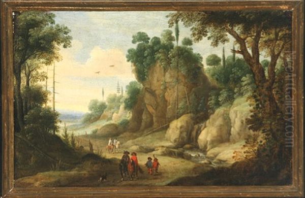 Travelers On A Path Oil Painting by Paul Bril