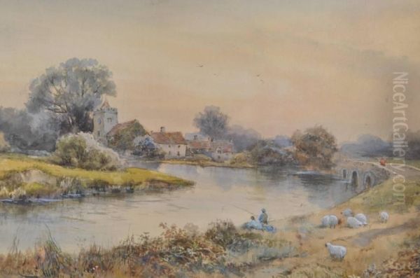 Essex River Landscape Oil Painting by Charles Frederick Allbon