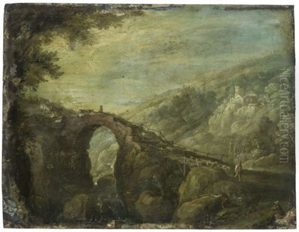 Pont Traversant Un Paysage Montagneux Oil Painting by Paul Bril