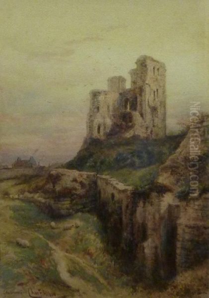 'scarborough' Castle From The North Side Oil Painting by Charles Frederick Allbon