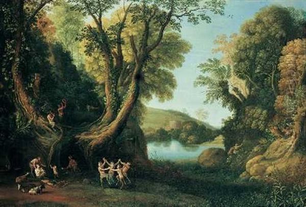 Waldlandschaft Mit Faunen Oil Painting by Paul Bril