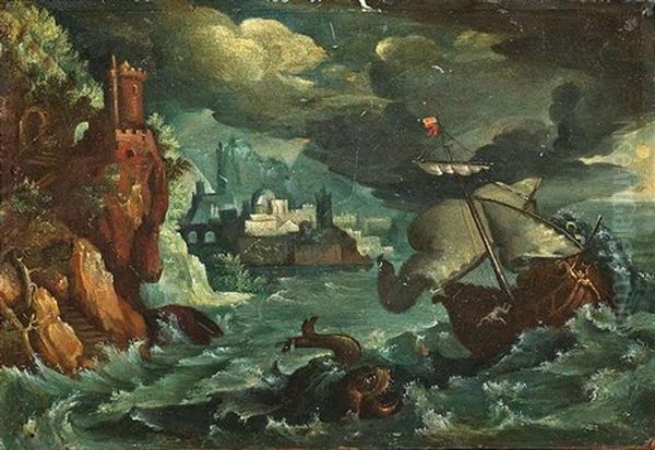 Seesturm Mit Der Opferung Des Jonas Oil Painting by Paul Bril