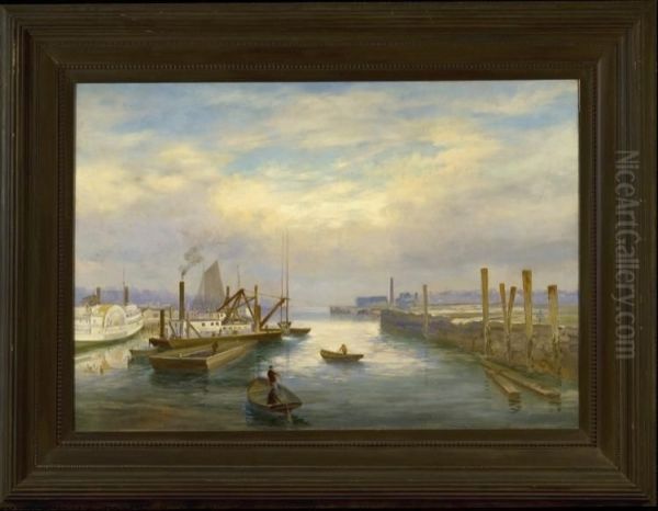 Portland Harbor Oil Painting by Charles Frederick Allbon