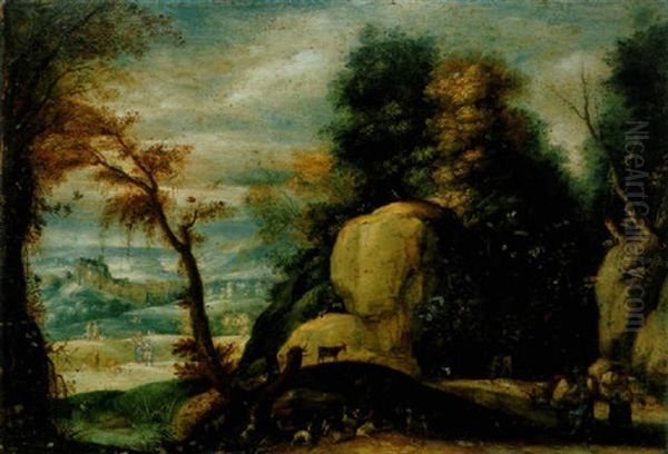 Bergers Et Leur Troupeau Dans Un Paysage Montagneux Oil Painting by Paul Bril