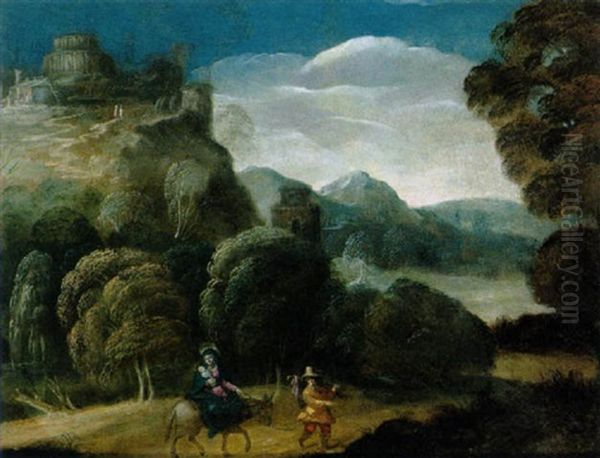 Die Flucht Nach Agypten Oil Painting by Paul Bril