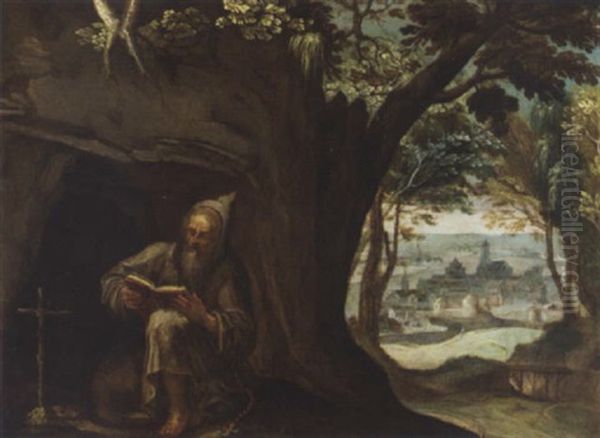 A Hermit Saint In The Wilderness Oil Painting by Paul Bril