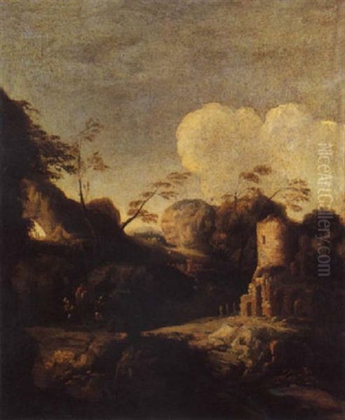 Paesaggio Con Rovine E Viandanti Oil Painting by Paul Bril