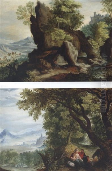 A Rocky Landscape With Saint Jerome Oil Painting by Paul Bril