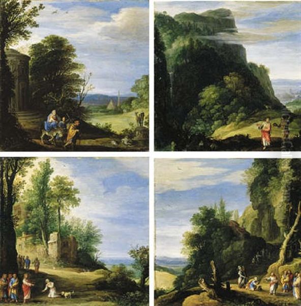 A Classical Landscape With The Flight Into Egypt Oil Painting by Paul Bril