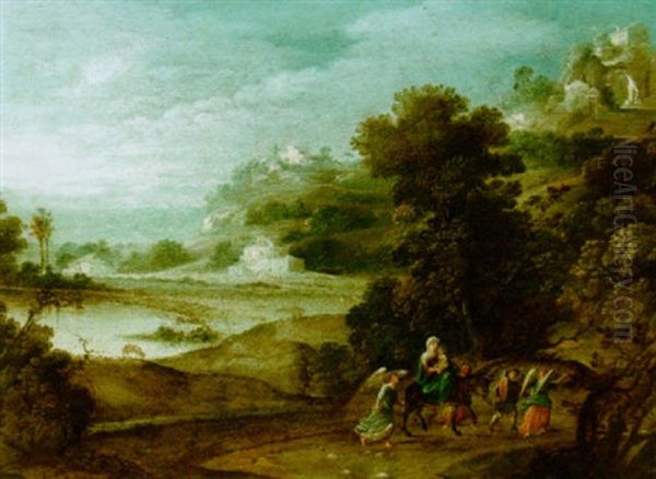 The Flight Into Egypt Oil Painting by Paul Bril