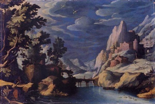 Paisaje Con Rio Oil Painting by Paul Bril