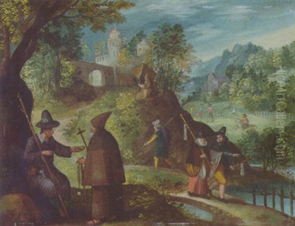 Der Pilgerweg Oil Painting by Paul Bril