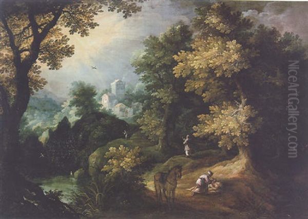 A Wooded Landscape With The Good Samaritan Oil Painting by Paul Bril