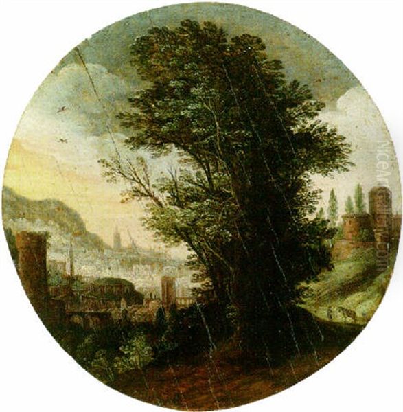 A Wooded Landscape With A Imaginary Classical City Beyond Oil Painting by Paul Bril