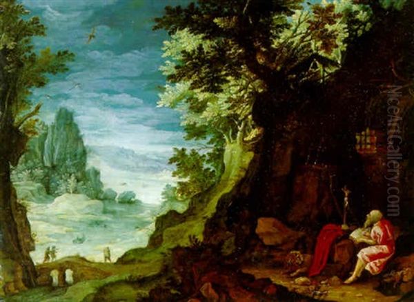 A Rocky Landscape With Saint Jerome Oil Painting by Paul Bril