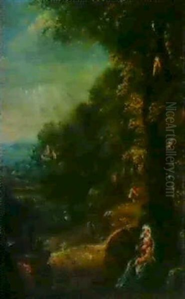 Waldlandschaft Mit Der Ruhe Auf Der Flucht Nach Agypten. Oil Painting by Paul Bril