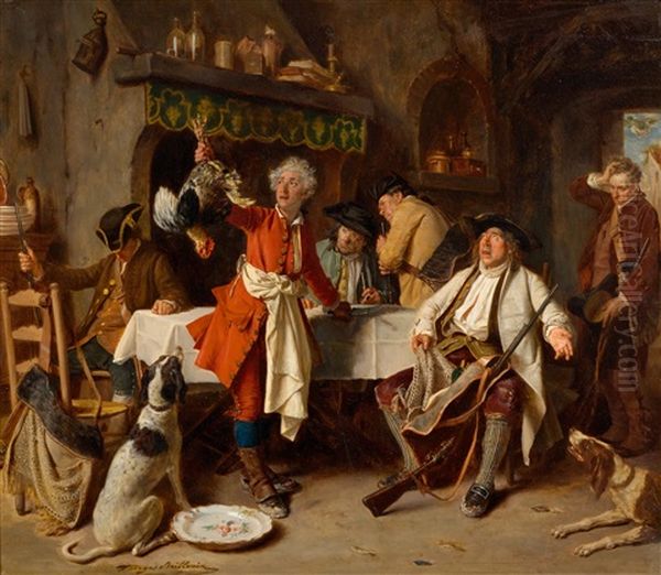 After The Hunt Oil Painting by Louis Georges Brillouin