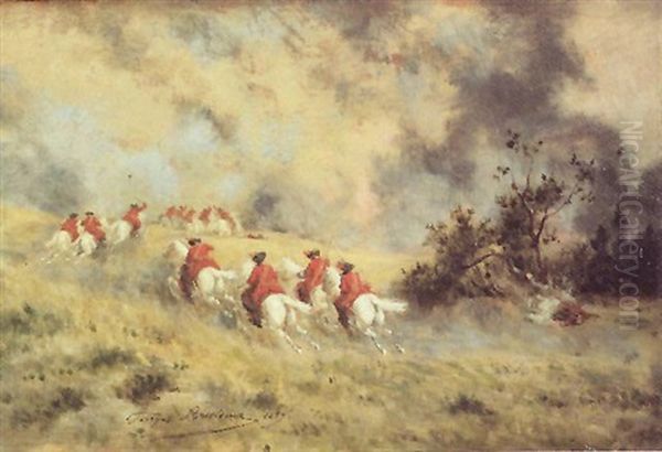 Cavaliers A La Charge Au Debut Du Xviiieme Siecle Oil Painting by Louis Georges Brillouin