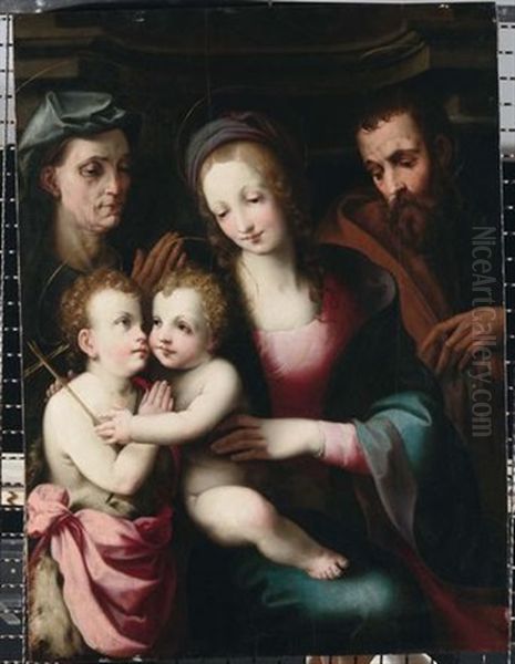 Sacra Famiglia Con Santa Elisabetta E San Giovannino Oil Painting by Francesco del Brina