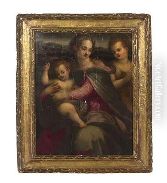 Portrait Of Madonna And Christ Child With St. John Oil Painting by Francesco del Brina